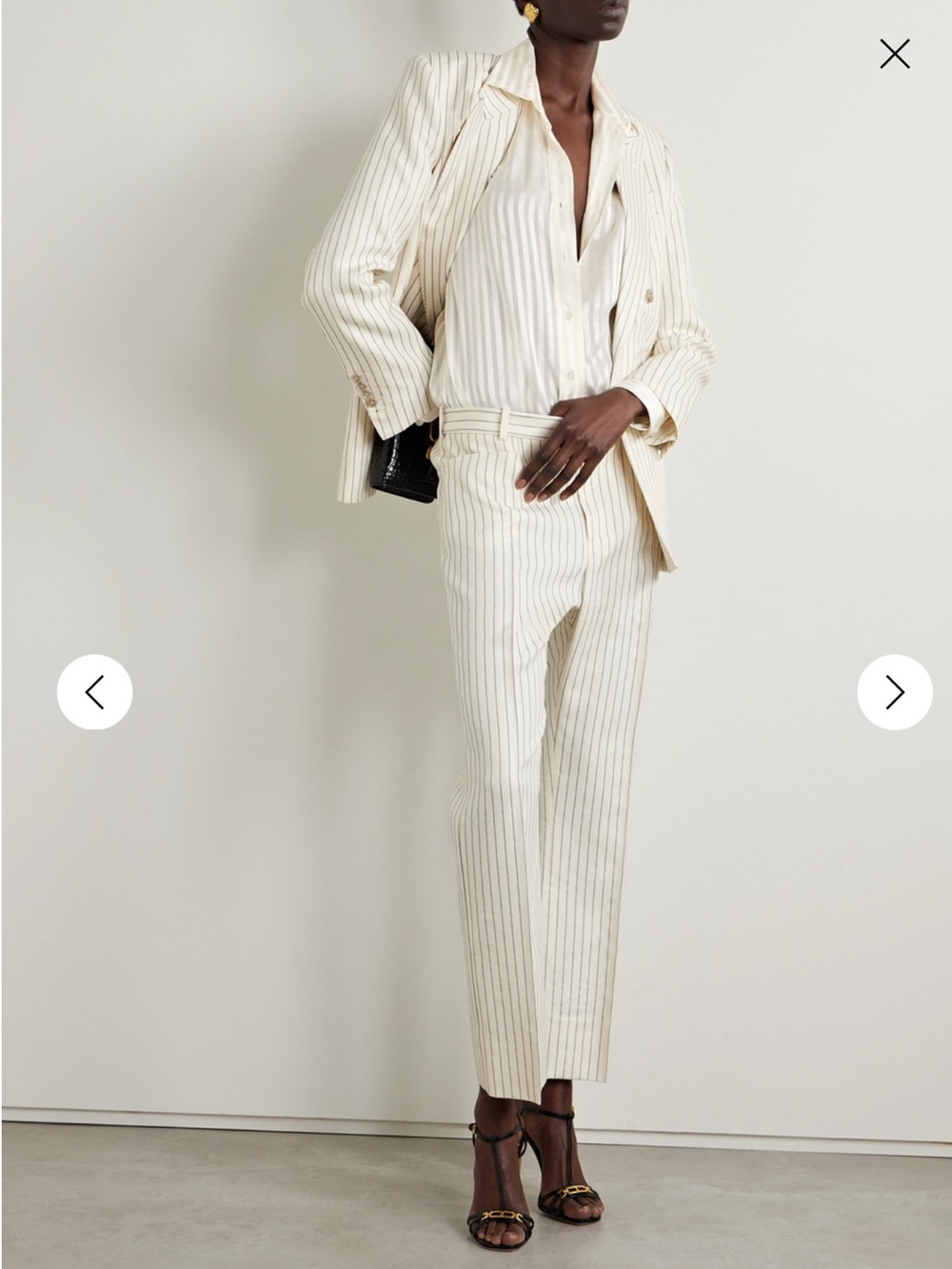 Tom Ford Ivory Silk Stripe  Shirt